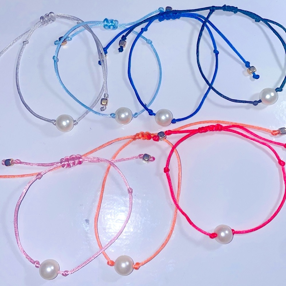 1 pc, (SILVER) single pearl adjustable bracelet